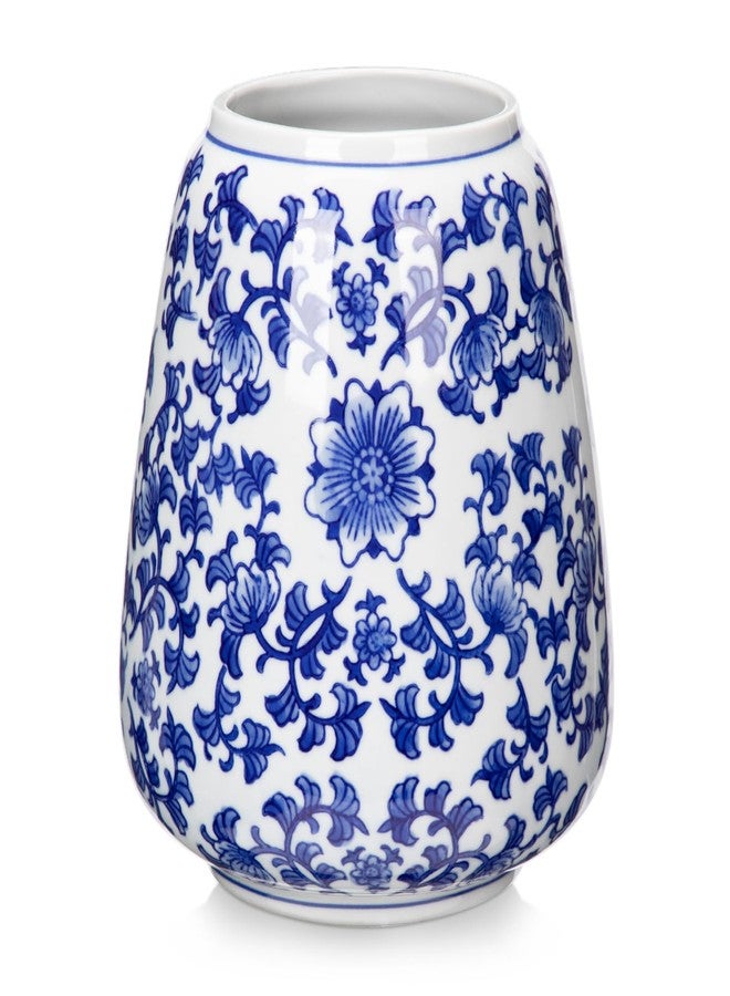 Hollyone Blue and White Porcelain Vase Chinoiserie Floral Vase Large Vintage Tall Blue Ceramic Vase for Home Mantle Shelf Living Room Table Centerpieces Decor, 7 Inch - Image 1